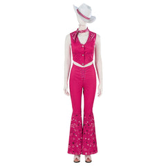 Halloweez Barbie Cosplay - Retro 70s 80s Hippie Disco Pink Cowgirl Outfit for Events