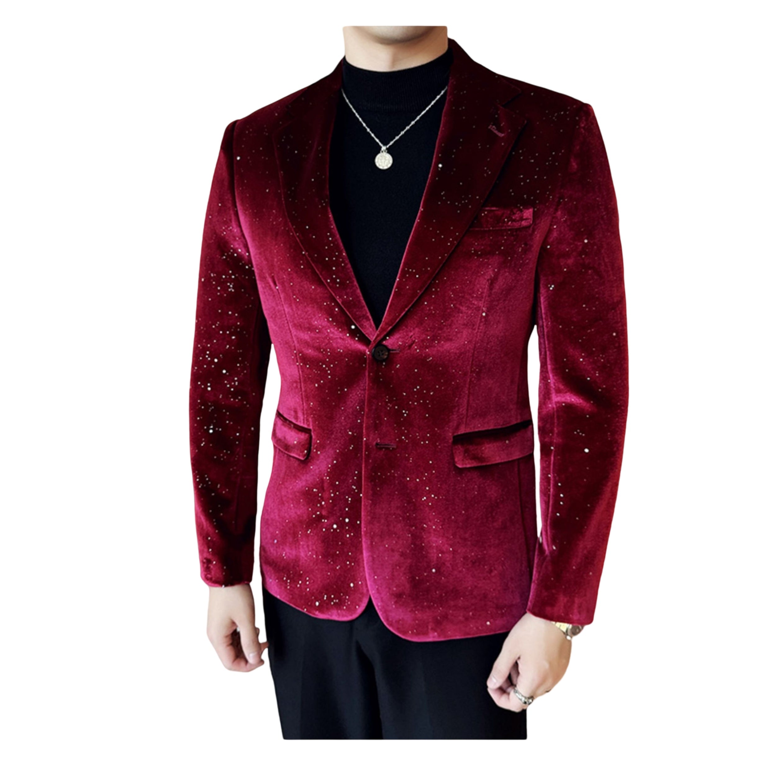 Autumn Men's Velvet Flash Gold Blazer Slim Fit Korean Style Nightclub Party Formal Suit Jacket - Halloweez