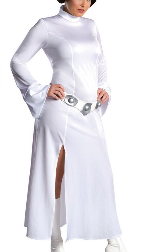 Star Wars Princess Leia White Long Dress Cosplay Costume for Halloween and Performance - Halloweez