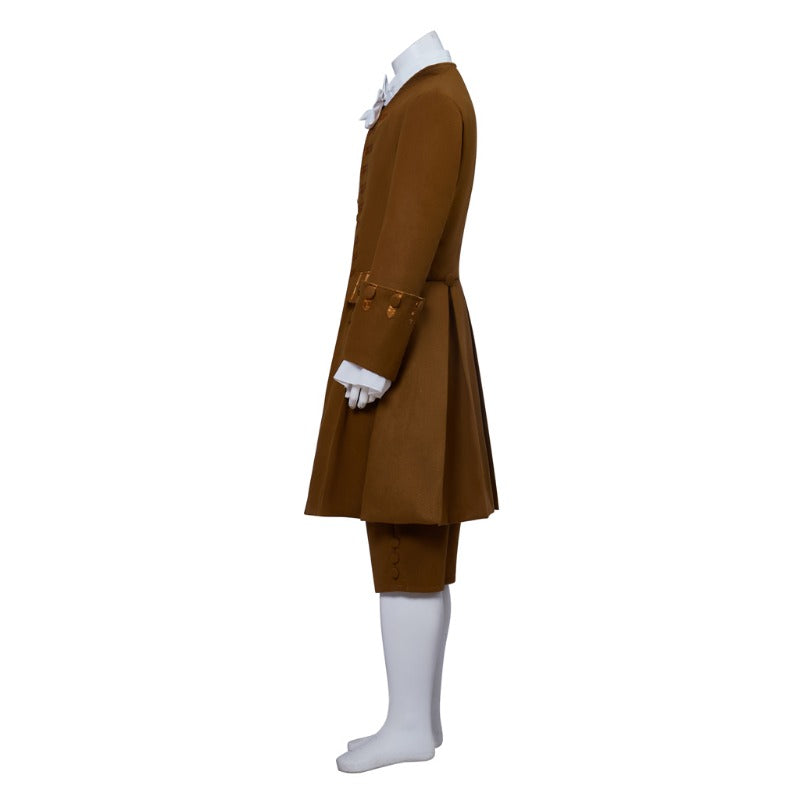 Nueva levita marrón del siglo XVIII: traje de cosplay eduardiano de estilo militar colonial para Halloween