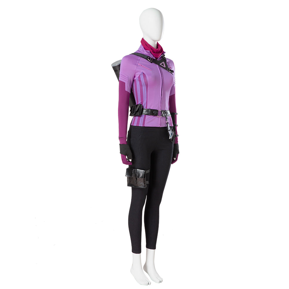 Costume de cosplay Hawkeye de Kate Bishop pour femme, ensemble complet de héros avec manteau de combat et accessoires