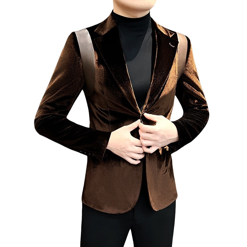 Velvet Blazer Men's Suit Jacket 2025 New Style Luxury Velvet Tuxedo for Hosts Cosplay Formal Wear - Halloweez