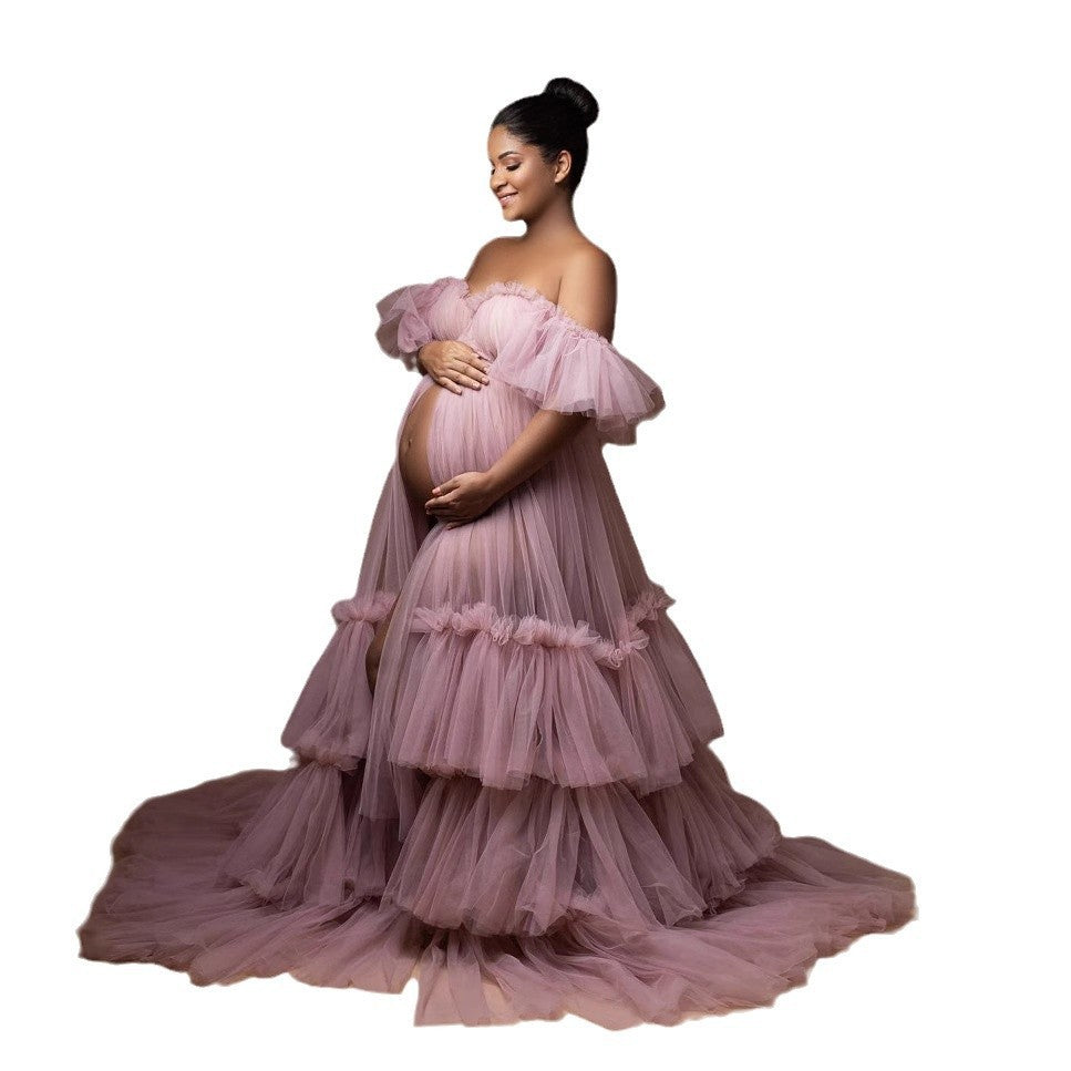 Women's Long Chiffon Bridal Robe Lingerie Maternity Bathrobe for Wedding Party Photo Shoot Cosplay Costume - Halloweez