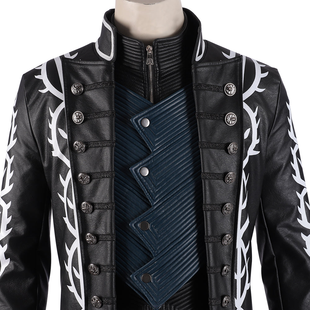 Devil May Cry 5 Vergil Cosplay Trench Coat, Men Full Set Halloween Cosplay Costume for Game Character Outfit - Halloweez