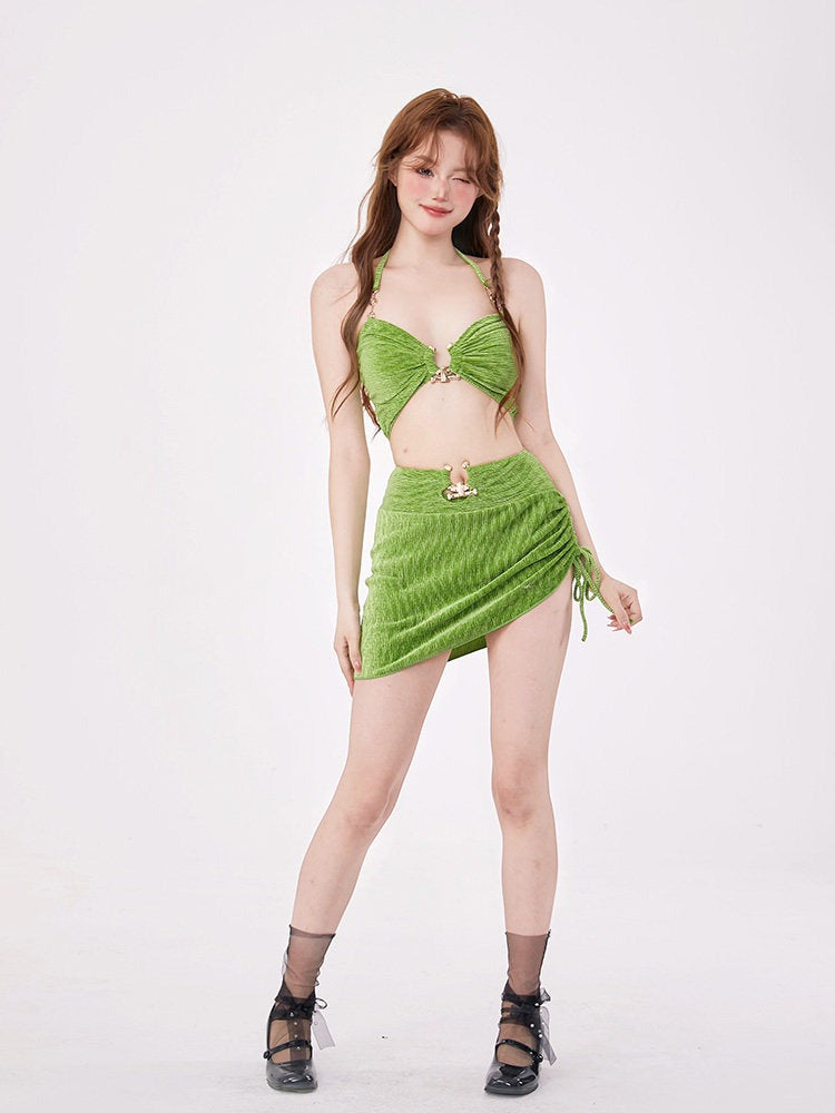 Rainbow Series Dopamine Orange Soda Two Piece Swimsuit, Cami Strap Skirt Bathing Suit, Cute Micro Bikini Tankini For Women, Hot Spring Beach Party Casual Swimwear - Halloweez