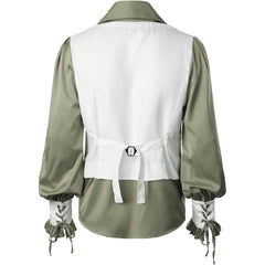 Medieval Pirate Victorian Steampunk Gothic Long Sleeve Vest Shirt Halloween Costume - Halloweez