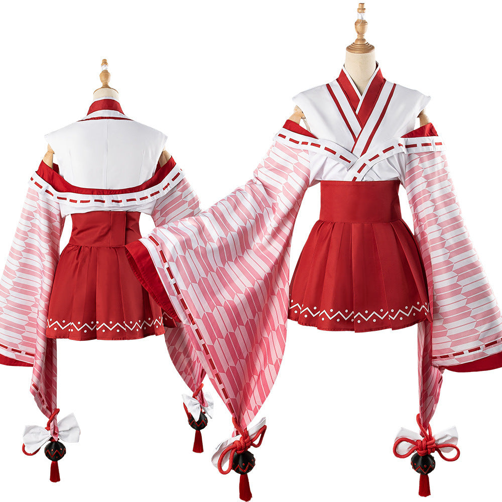 VTuber Nakiri Ayame Shrine Maiden Cosplay Costume Anime Outfit for Streamers - Halloweez