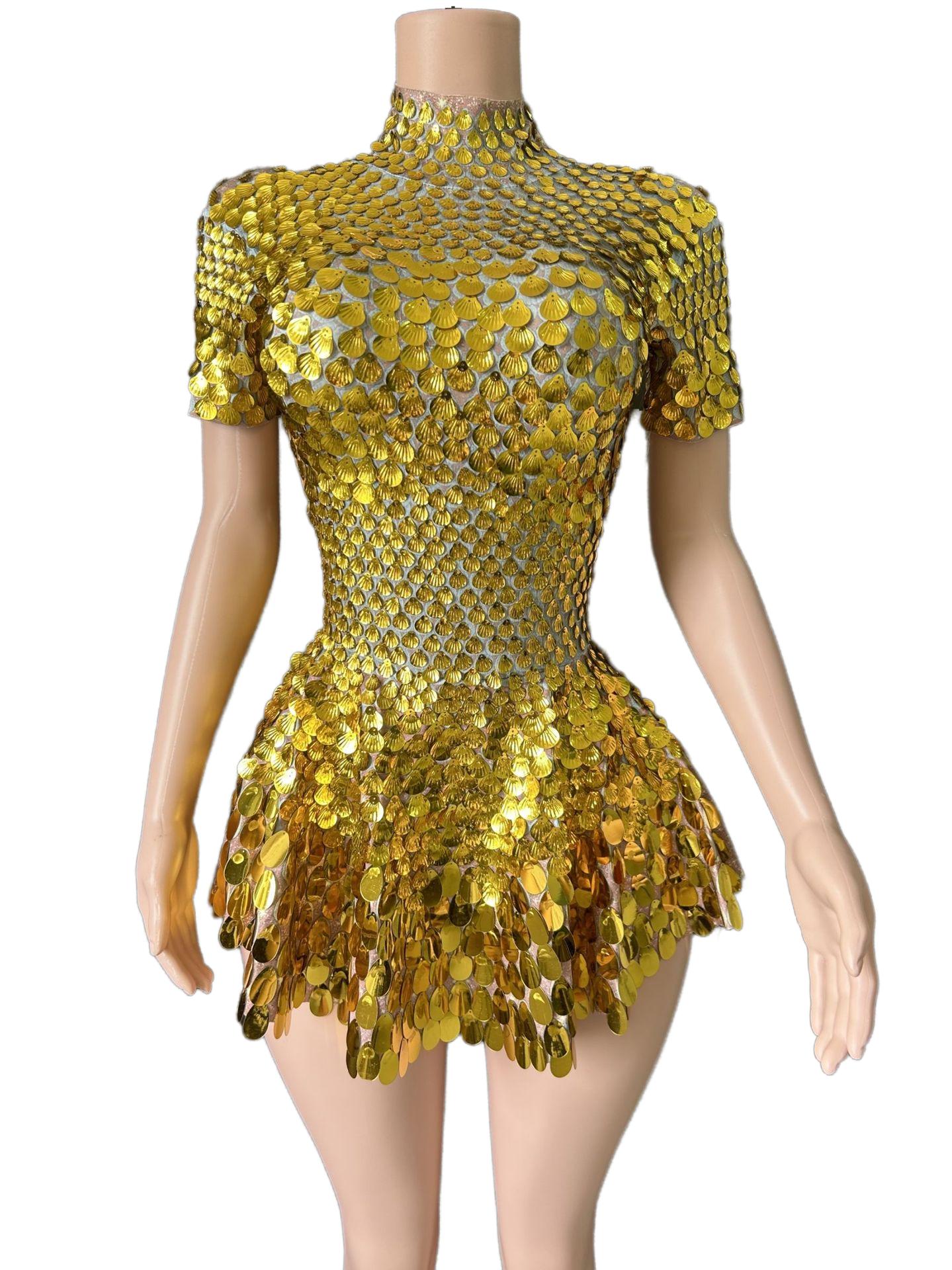 Novance Green Sequin Halter Neck Backless Mini Dress - Sexy Party Evening Dress for Women - Halloweez