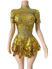 Novance Green Sequin Halter Neck Backless Mini Dress - Sexy Party Evening Dress for Women - Halloweez