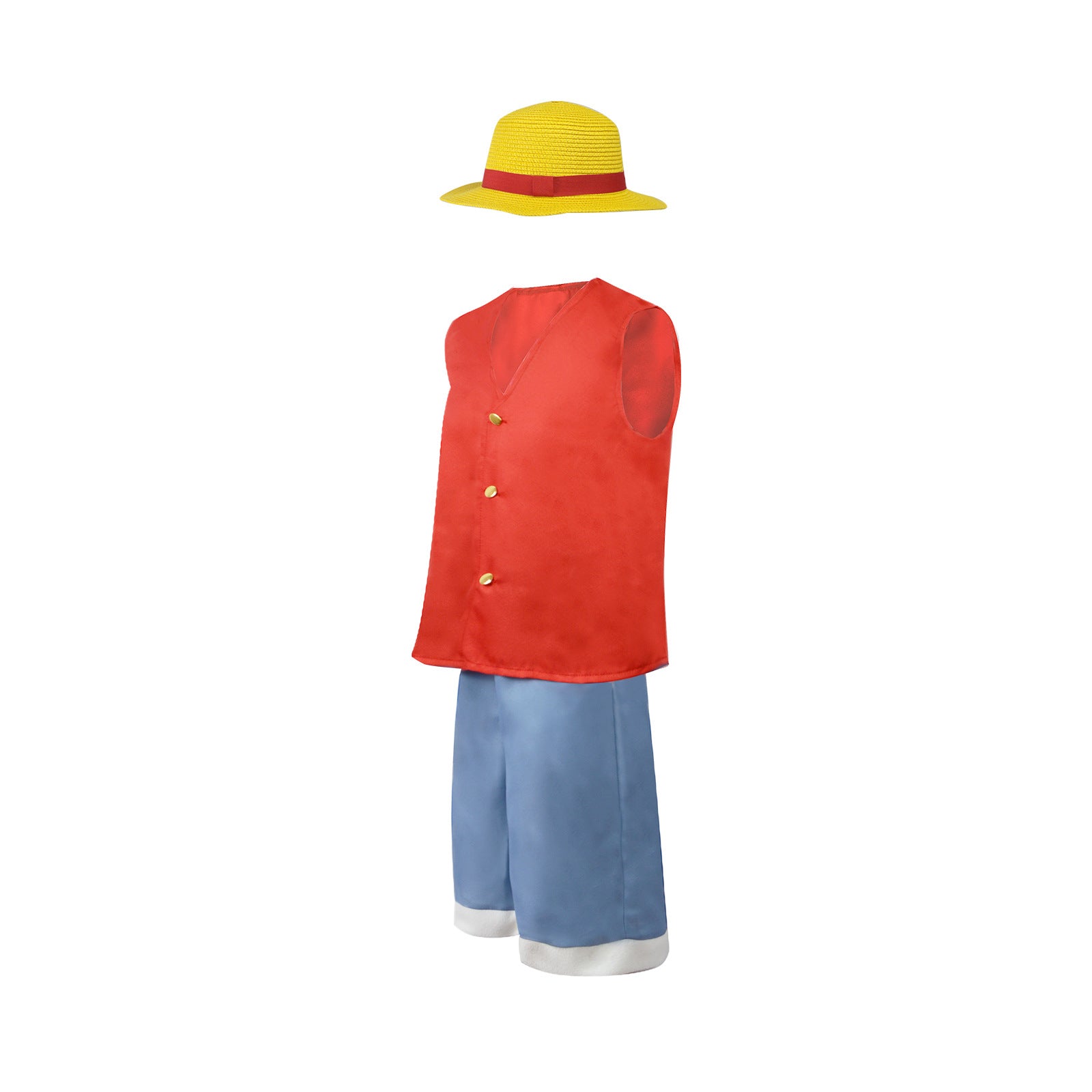 One Piece First Generation Luffy Cosplay Costume - Classic Straw Hat Outfit - Halloweez