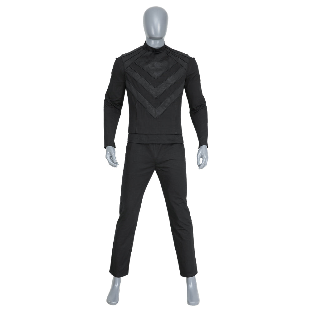 Conjunto de armadura de caballero de élite para cosplay de Jedi Skoll de Halloween para hombre: uniforme de batalla negro con capa con capucha