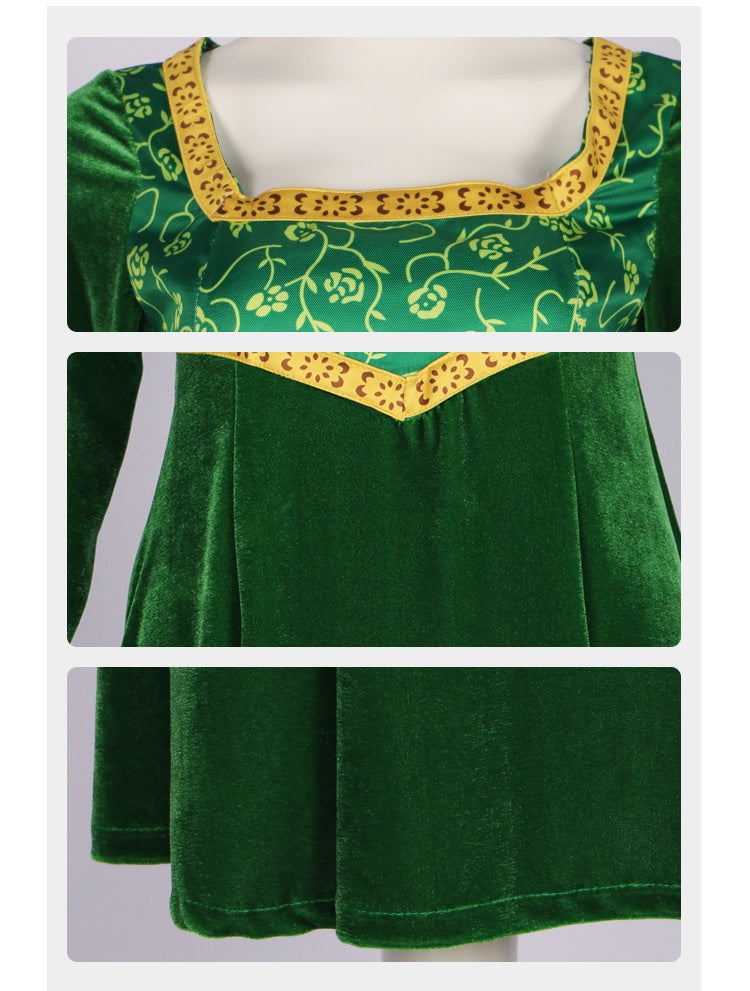 Monster Shrek Cosplay Costume Princess Fiona Green Dress Role Play Costume for Cosplay Performance - Halloweez