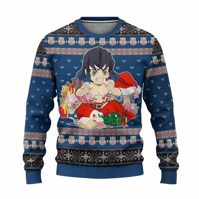New Demon Slayer 3D Print Casual Loose Fit Christmas Sweatshirt - Halloweez