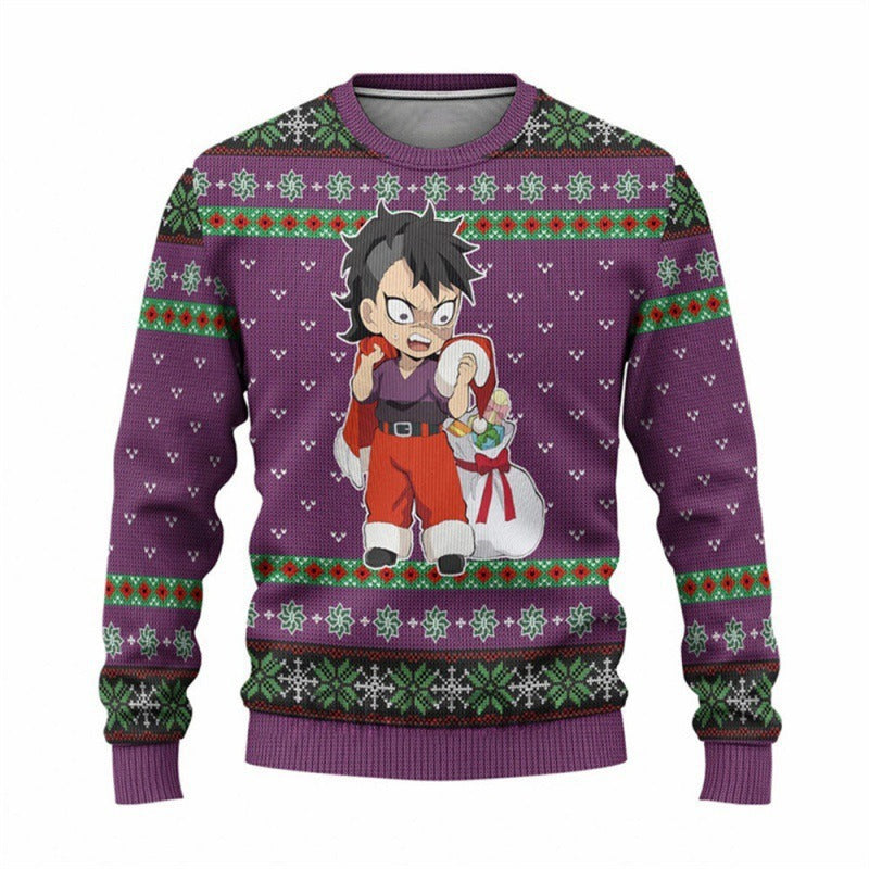 New Demon Slayer 3D Print Casual Loose Fit Christmas Sweatshirt - Halloweez