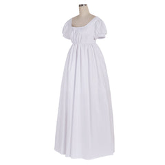 Elegant White Halloweez Regency Dress - Custom Made High Waistline Ball Gown for Women