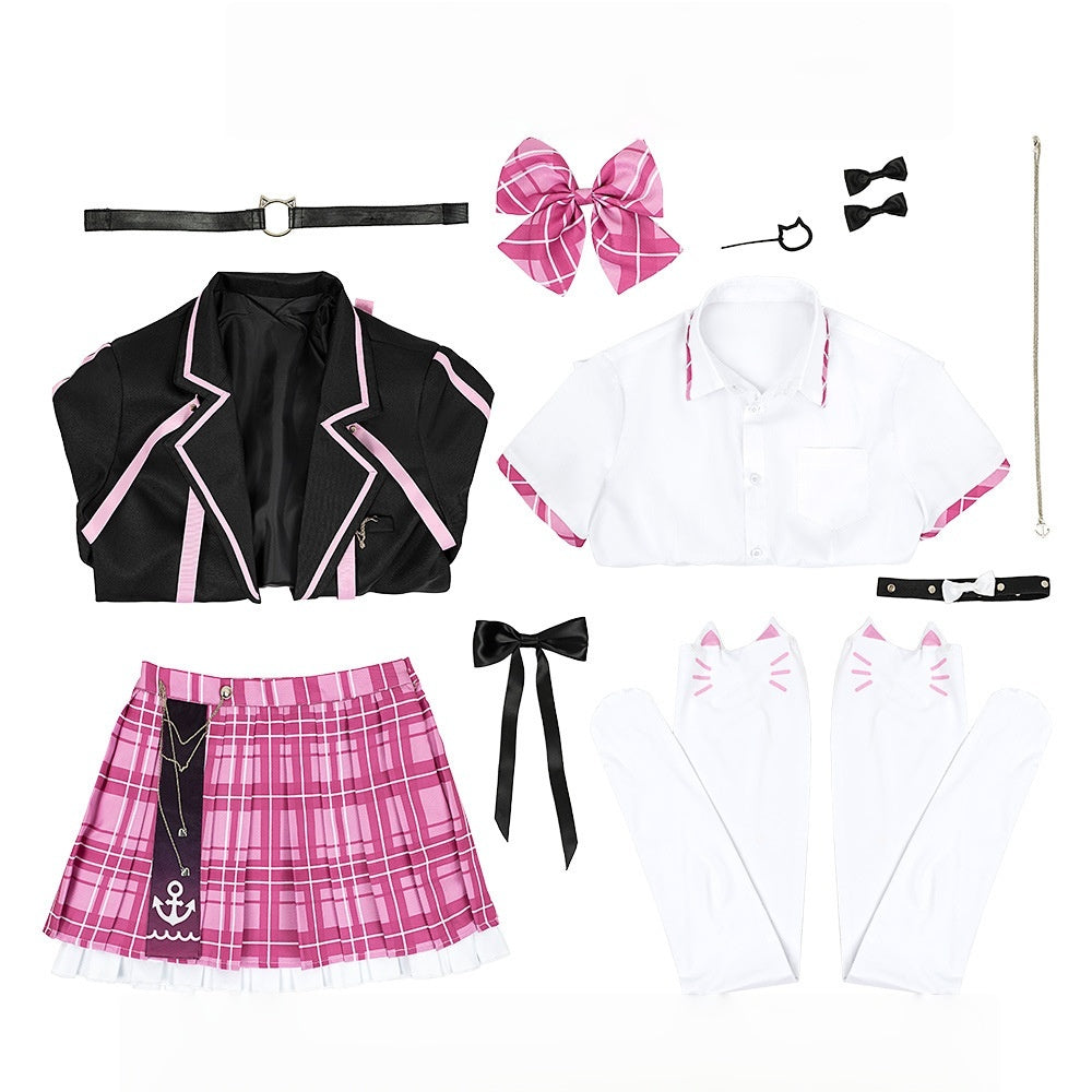 Virtual VTuber Minato Aqua Uniform Anime Costume Japanese School Set - Perfect for Cosplay - Halloweez