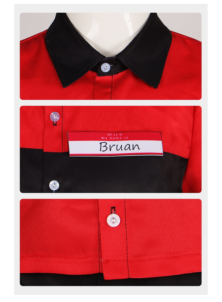 Horror Game Manny's Hamburger Shop Staff Cosplay Costume Brian Employee Uniform Halloween Performance