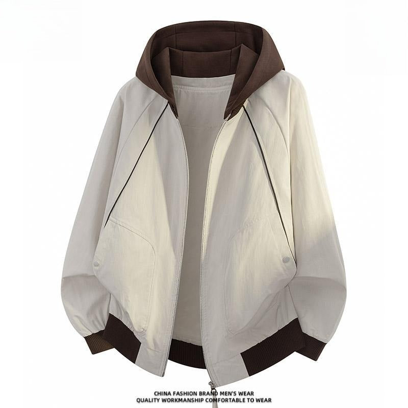 Men's Detachable‑Hood Jacket,Designer Trendy Casual Outerwear for Spring Autumn Custom