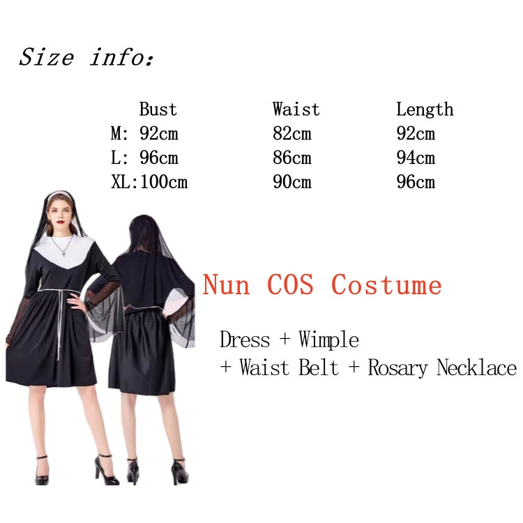 Halloween Medieval Nun Priest Robe COS Costume Virgin Mary Father Wizard Stage Performance Clothing - Halloweez
