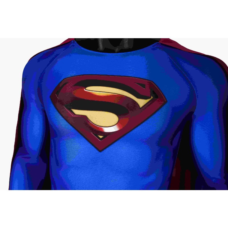 Halloweez Super Hero Infinite Earths Clark Blue Cosplay Suit with Cloak