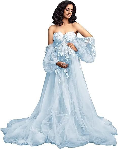 2025 Hot Selling Maternity Cosplay V-Neck Sheer Mesh Dress for Photo Shoots - Multiple Colors Available