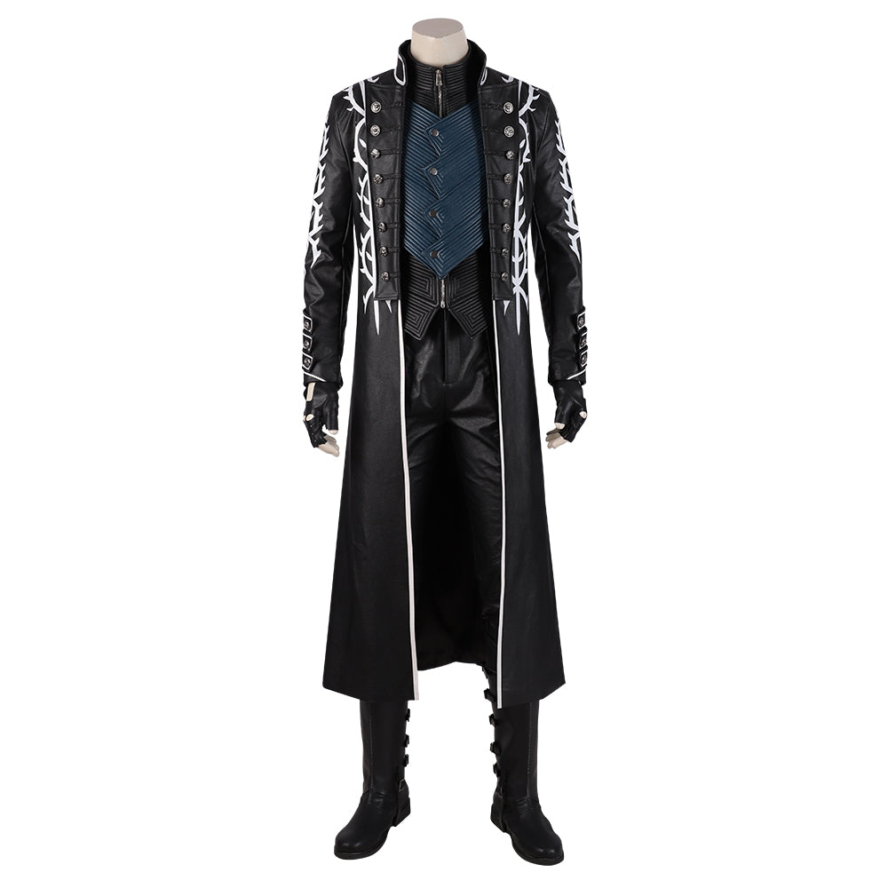 Devil May Cry 5 Vergil Cosplay Trench Coat, Men Full Set Halloween Cosplay Costume for Game Character Outfit - Halloweez