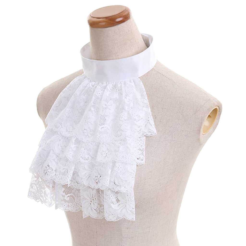 Elegant Victorian-Style White Lace Detachable Collar and Cuffs by Halloweez