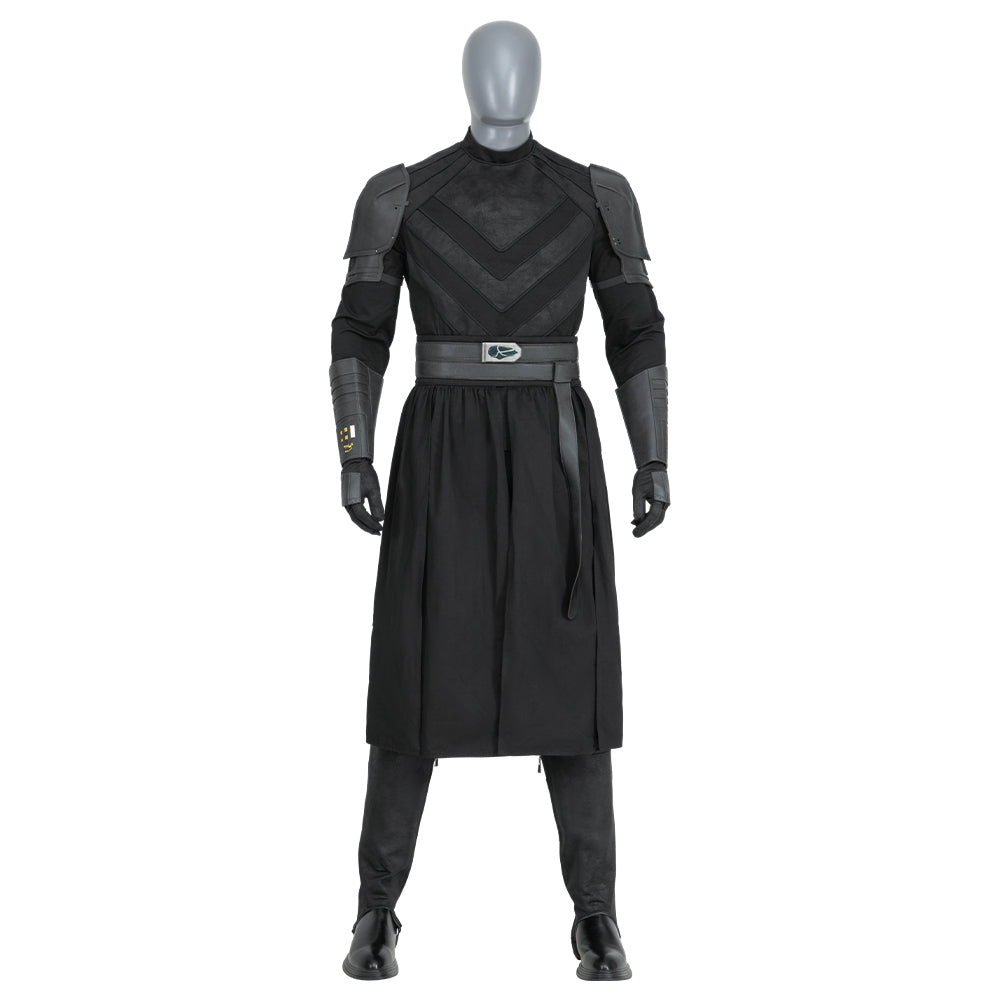 Conjunto de armadura de caballero de élite para cosplay de Jedi Skoll de Halloween para hombre: uniforme de batalla negro con capa con capucha