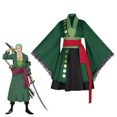 One Piece Roronoa Zoro Gender Swap Cosplay Costume - Anime Lolita Kimono Dress