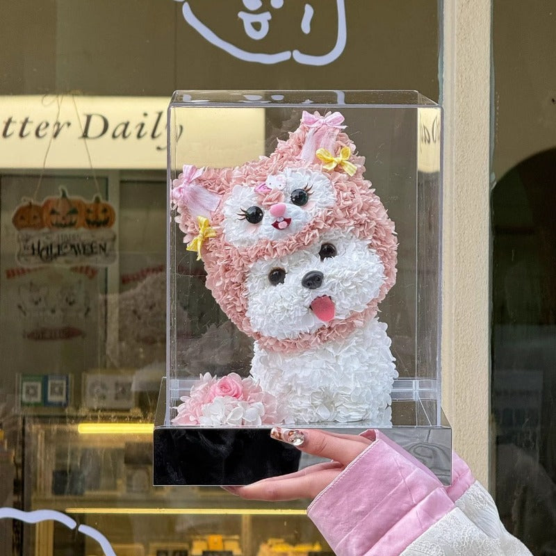 Caja de regalo con figura de cachorro de bichón maltés de Halloween: regalo de Navidad ideal para novia o mejor amiga