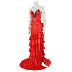 Stunning Red Strapless Aerith Dress from FF7 for Cosplay and Halloween Parties