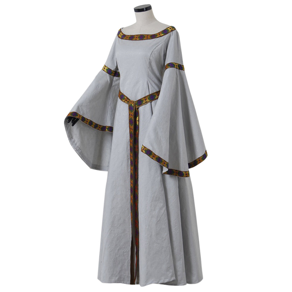 Elegante vestido de princesa medieval blanco real para Halloween para fiestas de Navidad y máscaras