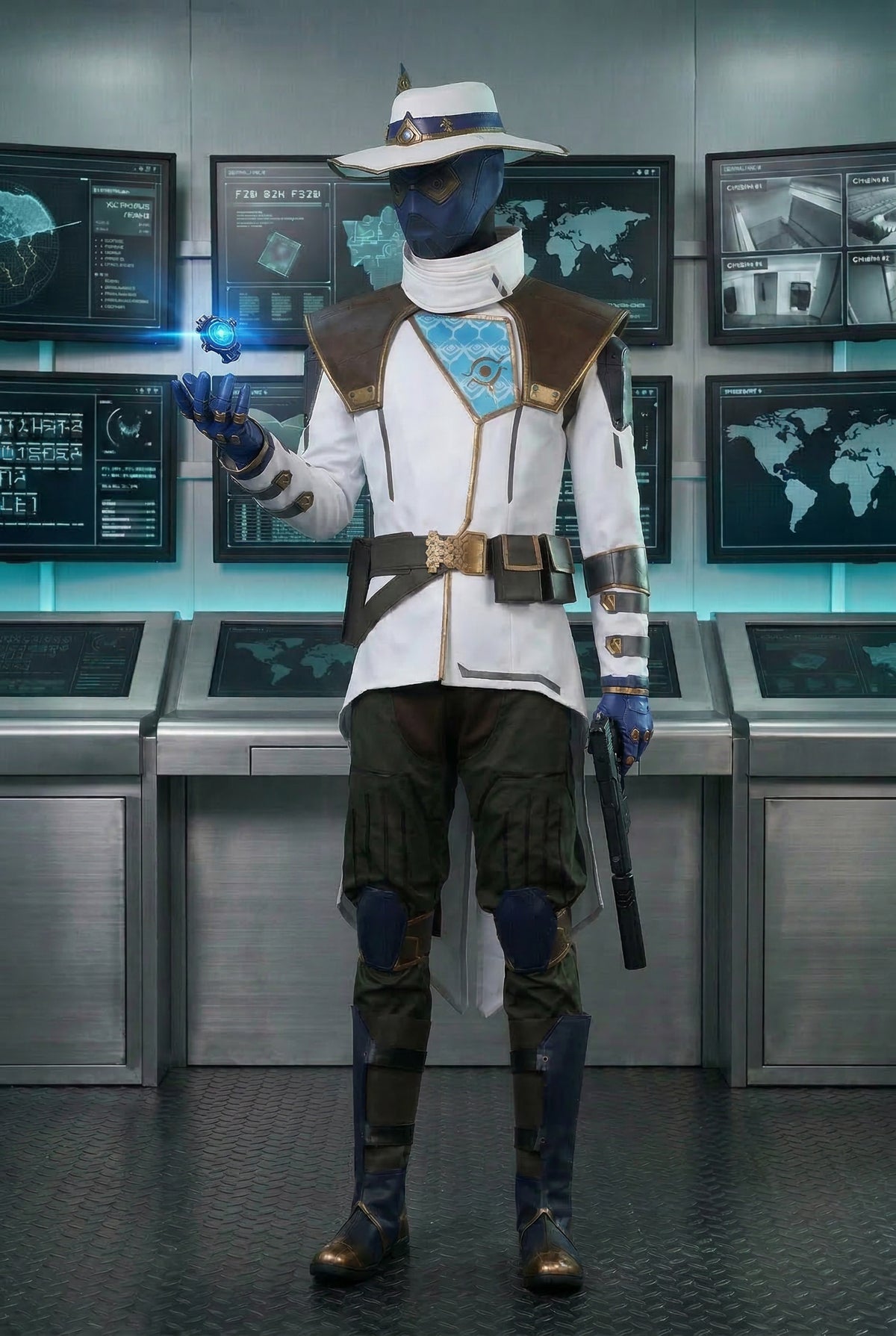 Premium Valorant Cypher Cosplay Costume Full Set for Game Role Play - Halloweez