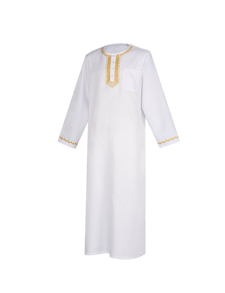 Arabic Robe Middle East Embroidery Men's Muslim Clothing Halloween Cosplay Party Costume - Halloweez