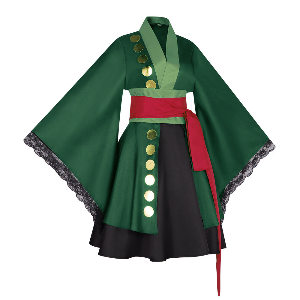 One Piece Roronoa Zoro Gender Swap Cosplay Costume - Anime Lolita Kimono Dress