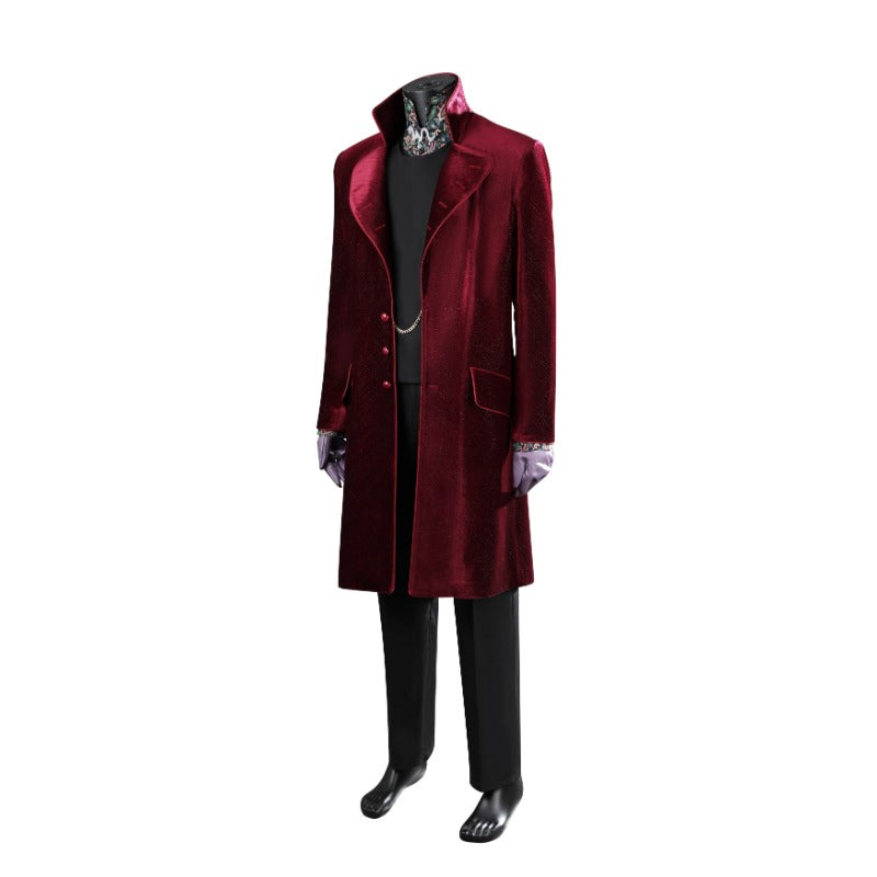 Halloweez 2023 Willy Wonka Red Cosplay Costume Inspired by Timothee Chalamet for Halloween