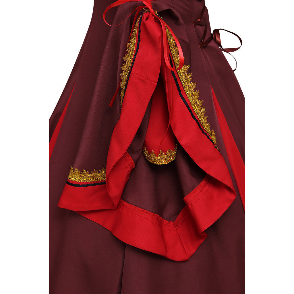 Women's Dark Red Victorian Medieval Manor Dress Costume for Carnival and Party - Custom Made by Halloweez