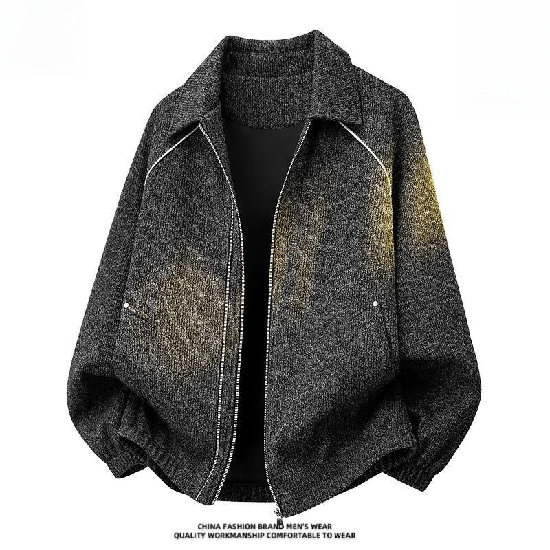 Men's Textured Lapel Jacket,Plus Size Trendy Casual Autumn Outerwear Custom