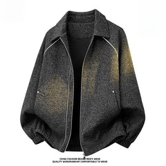 Men's Textured Lapel Jacket,Plus Size Trendy Casual Autumn Outerwear Custom