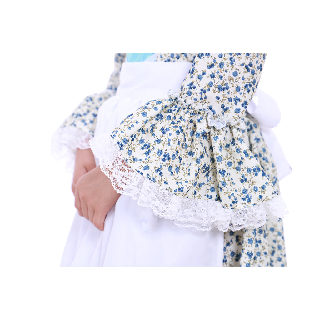 Elegant Vintage Countryside Floral Pioneer Bonnet Set - Halloweez Colonial Cosplay Dress