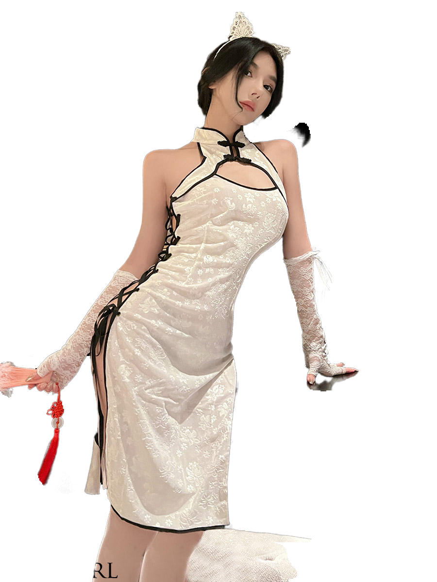 Weisgirl Sexy Hollow-out Cos Chinese-style High-slit Cheongsam Catwoman Uniform - Halloweez