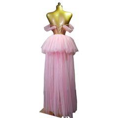 Elegant Pink Cosplay Dress for Women - Light Luxury Summer Strapless Dress for Music Performances and Stage Shows - Halloweez