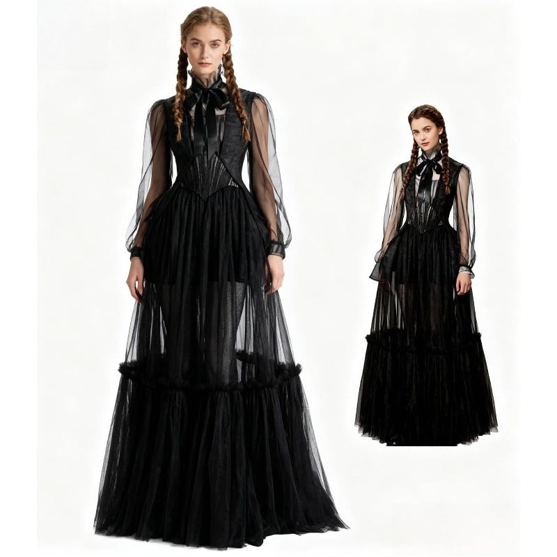 Wednesday Season 2 Inspired Wednesday Addams Black Elegant Evening Gown Dress