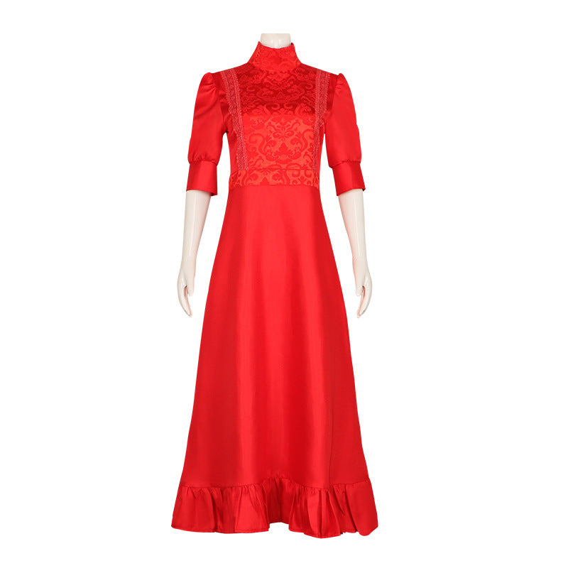 Pearl Cosplay Costume Red Dress from Horror Movie X Prequel for Women - Halloweez