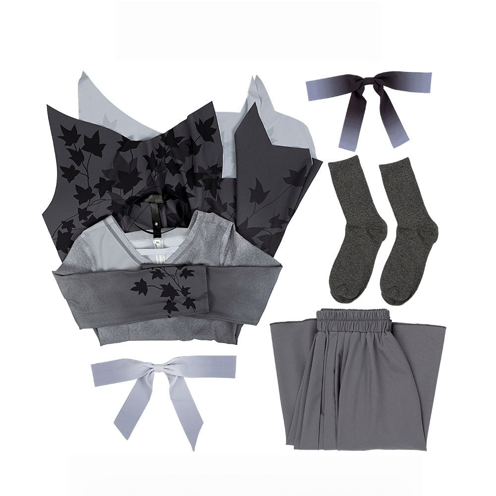 Project Sekai Asahina Mafuyu Cosplay Costume Grey Gradient Dress - Halloweez