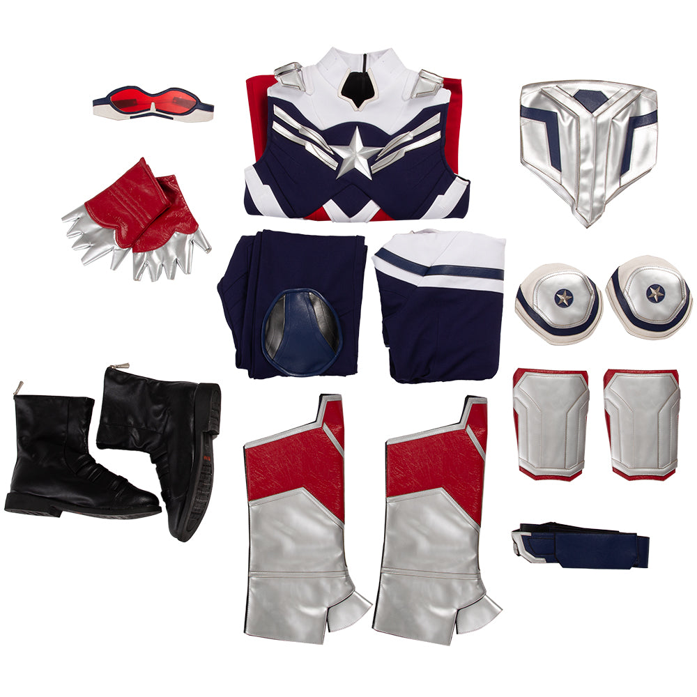 Halloweez Falcon Cosplay Costume for Men, Heroic Captain Suit, Adult Armored Halloween Outfit