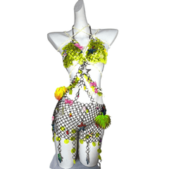 Coral Princess TDH Original Subculture Metal Chain Patchwork Dress 3D Candy Glitter Sequin Gown Cosplay Costume - Halloweez
