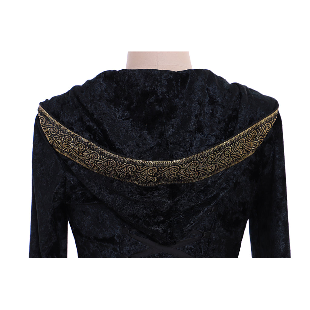 Costume de cosplay médiéval vintage élégant pour Halloween - Robe de sorcière gothique et vampire