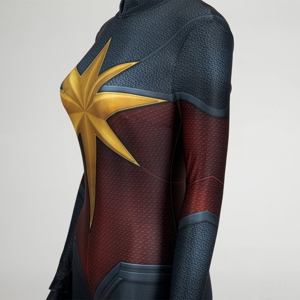 Captain Marvel 2 Carol Danvers Cosplay Costume, Movie Superhero Tight Jumpsuit, Full Set Captain Marvel Team Uniform Outfit for Women - Halloweez