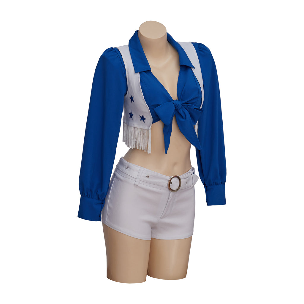 Sexy Blue Cheerleader Costume for Women - Two-Piece Halloween & Theme Party Outfit - Halloweez